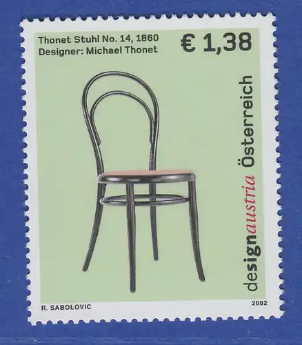 Österreich 2002 Sondermarke Design Austria Thonet Stuhl Nr. 14  Mi.-Nr. 2386