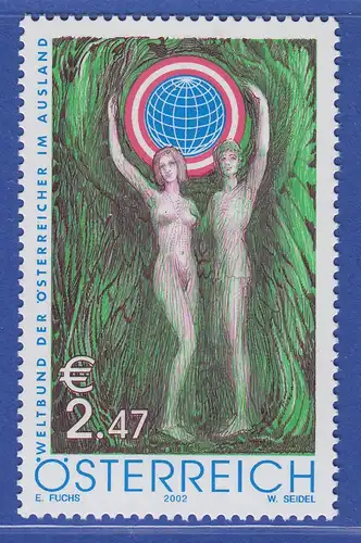 Österreich 2002 Sondermarke Frau und Mann mit Welkugel Mi.-Nr. 2389