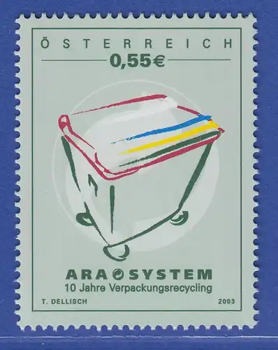 Österreich 2003 Sondermarke Verpackungsrecycling im ARA-System  Mi.-Nr. 2407