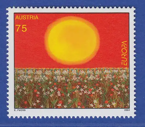Österreich 2004 Sondermarke Europa Ferien Sonne über Blumenfeld  Mi.-Nr. 2486