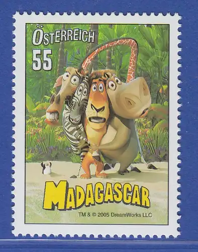Österreich 2005 Sondermarke Dream Works Film Madagascar  Mi.-Nr. 2536