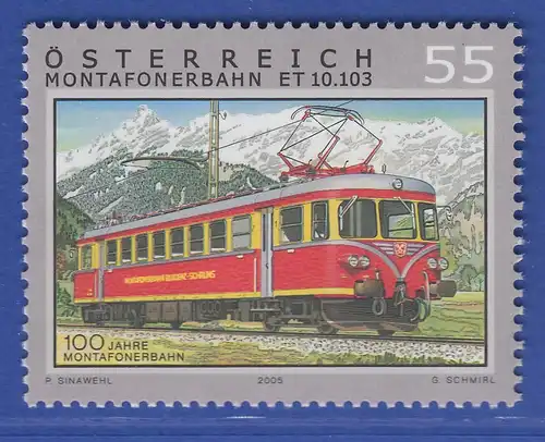 Österreich 2005 Sondermarke Eisenbahn Montafonerbahn ET 10.103  Mi.-Nr. 2547