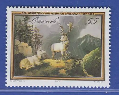 Österreich 2007 Sondermarke Friedrich Gauermann Damwild Gemälde  Mi.-Nr. 2685