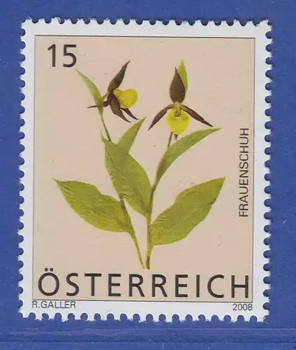 Österreich 2008 Freimarke Blumen Wert 15 Cent, Frauenschuh  Mi.-Nr. 2696