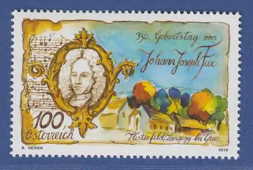 Österreich 2010 Sondermarke Johann Joseph Fux Komponist  Mi.-Nr. 2879