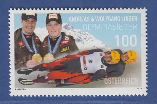 Österreich 2010 Sondermarke Andreas u.Wolfgang Linger Rennrodel-WM Mi.-Nr. 2894
