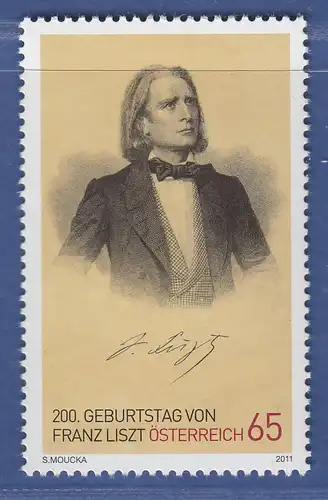 Österreich 2011 Sondermarke  Franz Liszt ungarischer Komponist    Mi.-Nr. 2910