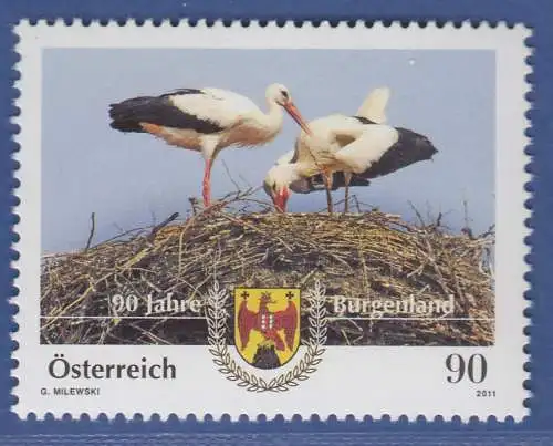Österreich 2011 Sondermarke Burgenland Nistendes Storchenpaar  Mi.-Nr. 2965