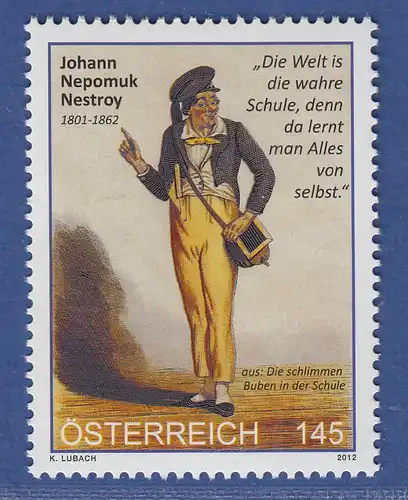 Österreich 2012 Sondermarke Johann Nestroy Mi.-Nr. 2999