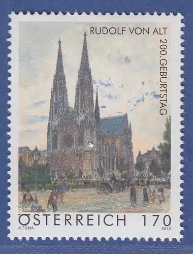 Österreich 2012 Sondermarke Maler Rudolf von Alt, Votivkirche Wien Mi-Nr. 3011