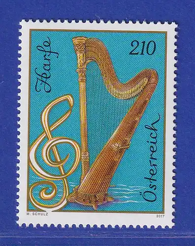 Österreich 2017 Sondermarke Musikinstrumente: Harfe Mi.-Nr. 3326