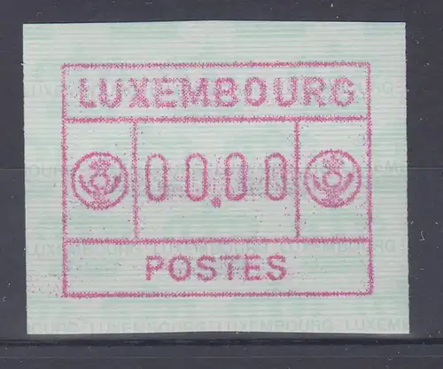 Luxemburg ATM kleines POSTES Mi.-Nr. 2 Nulldruck 00.00 **