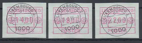 Luxemburg ATM gr. POSTES Mi.-Nr. 3 Satz 14.00 - 18.00 - 22.00 O LUXEMBOURG 2 OT