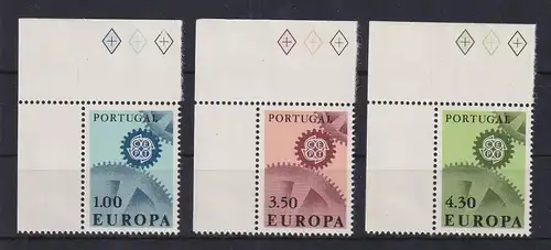 Portugal EUROPA-CEPT 1967 Mi.-Nr. 1026-28 Eckrandstücke **