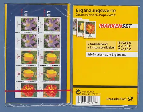 MARKENSET Ergänzungswerte mit 1x ZSD Blumen kl. Werte Mi.-Nr. 2480, 2484, 2471