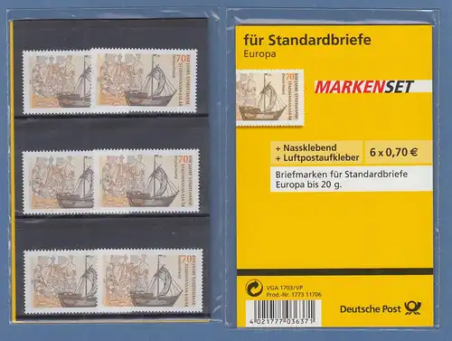 MARKENSET für Standardbriefe mit 6x Hansekogge Mi.-Nr. 2558