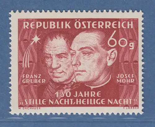 Österreich 1948 Sondermarke 130 Jahre "Stille Nacht, heilige Nacht" Mi.-Nr. 928