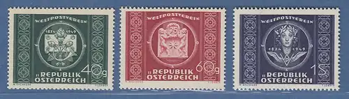 Österreich 1949 Sondermarken 75 Jahre Weltpostverein UPU Mi.-Nr. 943-945