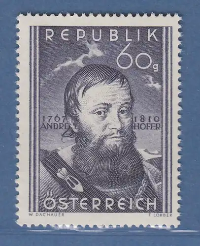 Österreich 1950 Sondermarke 140. Todestag von Andreas Hofer Mi.-Nr. 949