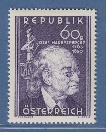 Österreich 1950 Sondermarke 100. Todestag von Josef Madersperger Mi.-Nr. 951