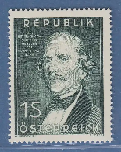 Österreich 1952 Sondermarke 150. Geburtstag von Karl Ritter v. Ghega Mi.-Nr. 971