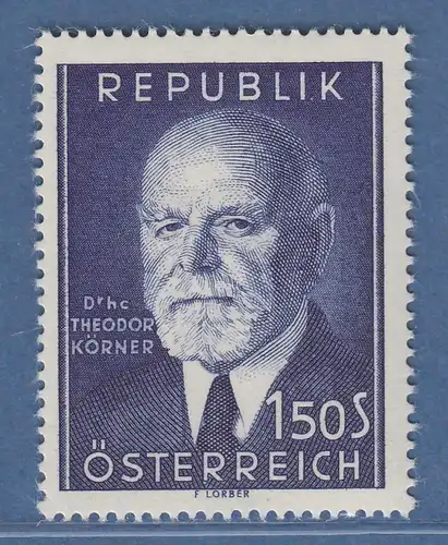 Österreich 1953 Sondermarke 80. Geburtstag von Theodor Körner Mi.-Nr. 982