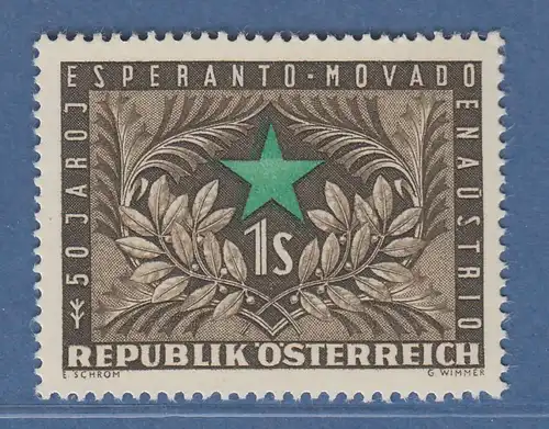 Österreich 1954 Sondermarke 50 Jahre Esperantobewegung  Mi.-Nr. 1005