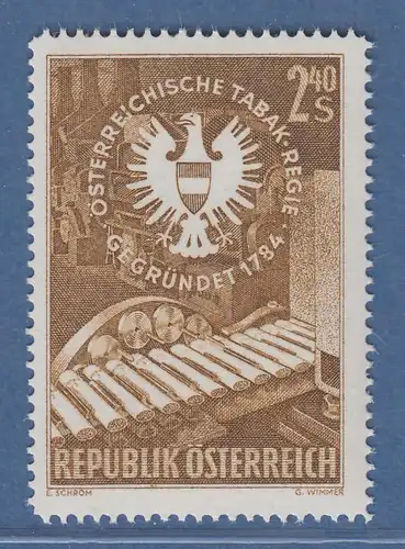 Österreich 1959 Sondermarke Österreichische Tabakregie Mi.-Nr. 1060