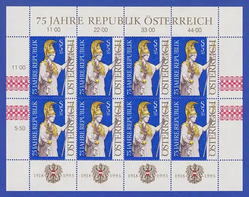 Österreich 1993 75 Jahre Republik Österreich Mi.-Nr. 2113 Kleinbogen **