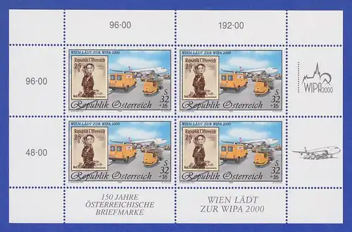 Österreich 1999 WIPA 2000 Luftpostverladung Mi.-Nr. 2292 Kleinbogen **
