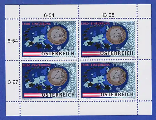 Österreich 2002 Euro Einführung Mi.-Nr. 2368 Kleinbogen **