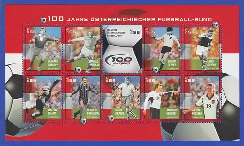 Österreich 2004 100 Jahre Fussball-Bund Mi.-Nr. 2460-69 Kleinbogen **