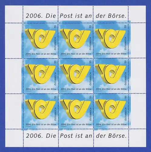 Österreich 2006 Die Post ist an der Börse Mi.-Nr. 2600 Kleinbogen **