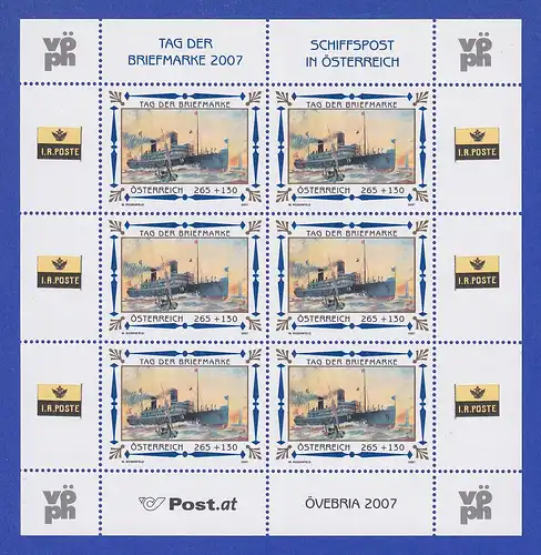 Österreich 2007 Tag der Briefmarke Schiffspost Mi.-Nr. 2669 Kleinbogen **