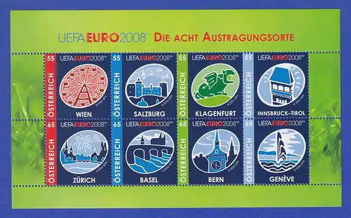 Österreich 2008 UEFA EURO 2008 Mi.-Nr. 2697-704 Kleinbogen **