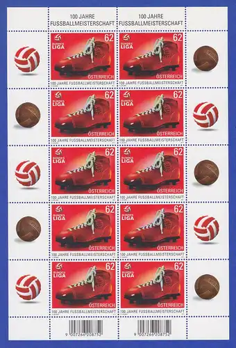 Österreich 2011 100 Jahre Fussballmeisterschaft Mi.-Nr. 2950 Kleinbogen **