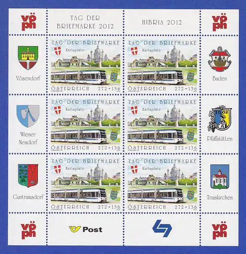 Österreich 2012 Tag der Briefmarke Wien Karlsplatz Mi.-Nr. 2996 Kleinbogen **
