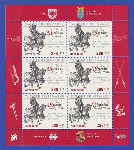 Österreich 2017 Tag der Briefmarke Maximilian I. Mi.-Nr. 3362 Kleinbogen **