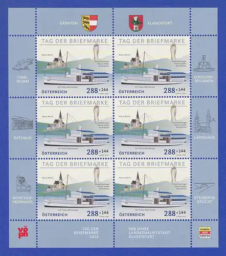 Österreich 2018 Tag der Briefmarke Klagenfurt Mi.-Nr. 3399 Kleinbogen **