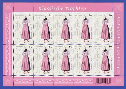 Österreich 2018 Klassische Trachten Thayatal Mi.-Nr. 3401 Kleinbogen **