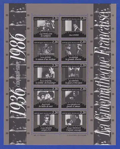 Frankreich 1986  franz. Film Filmszenen  Mi.-Nr. Bl.7 **