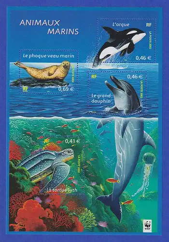 Frankreich 2002 Tiere des Meeres  Mi.-Nr. Block 28 **