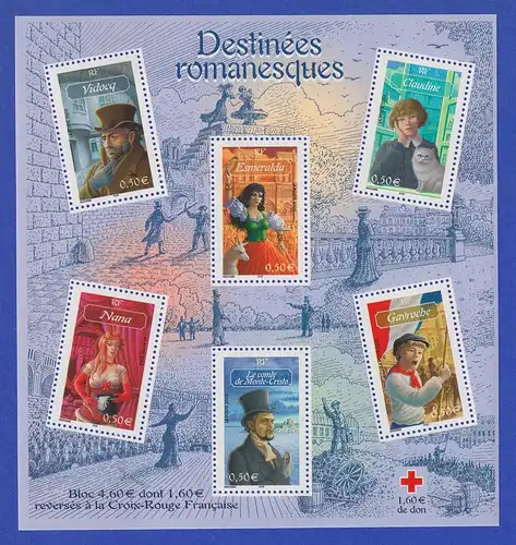 Frankreich 2003 Romanfiguren franz. Schriftsteller Mi.-Nr. Block 33 **