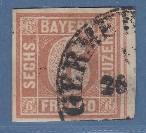 Bayern 6 Kreuzer braun Type I Mi-Nr. 4 I mit O GERMERS(HEIM) gepr mit KB Sem BPP