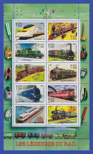 Frankreich 2001 Geschichte der Eisenbahn Kleinbogen  Mi.-Nr. 3545-54 **