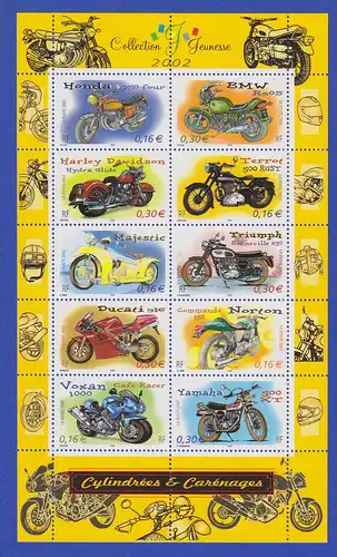 Frankreich 2002 Motorräder Kleinbogen  Mi.-Nr. 3645-54 **