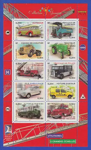 Frankreich 2003 PHILEXJEUNES 2003 Nutzfahrzeuge Kleinbogen  Mi.-Nr. 3751-60 **