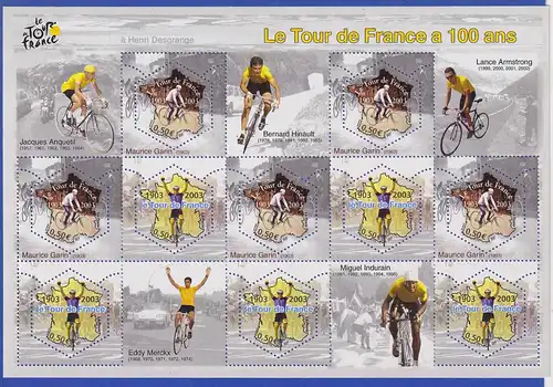 Frankreich 2003 100 Jahre Tour de France Kleinbogen Mi.-Nr. 3724-25 **