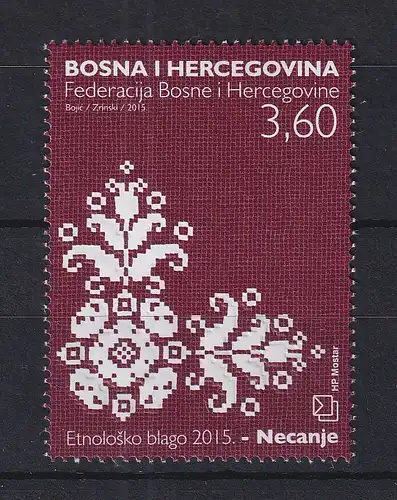 Bosnien (kroatische Post) 2015 Necanje-Spitze Mi.-Nr. 416 **