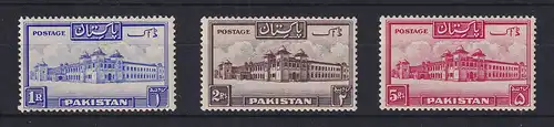 Pakistan 1954 Hotelanlage Mi.-Nr. 38-40 C  3 Einzelwerte **